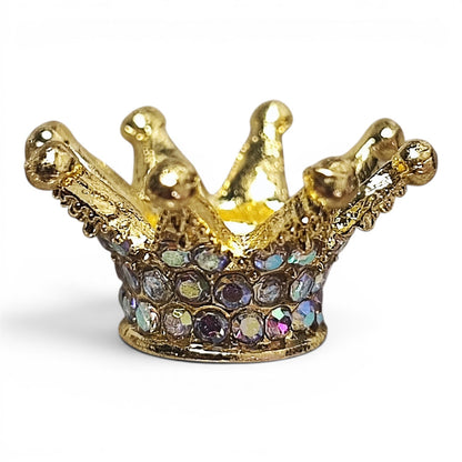 Perle couronne en métal et strass – Compatible tiges – 24 x 13 mm