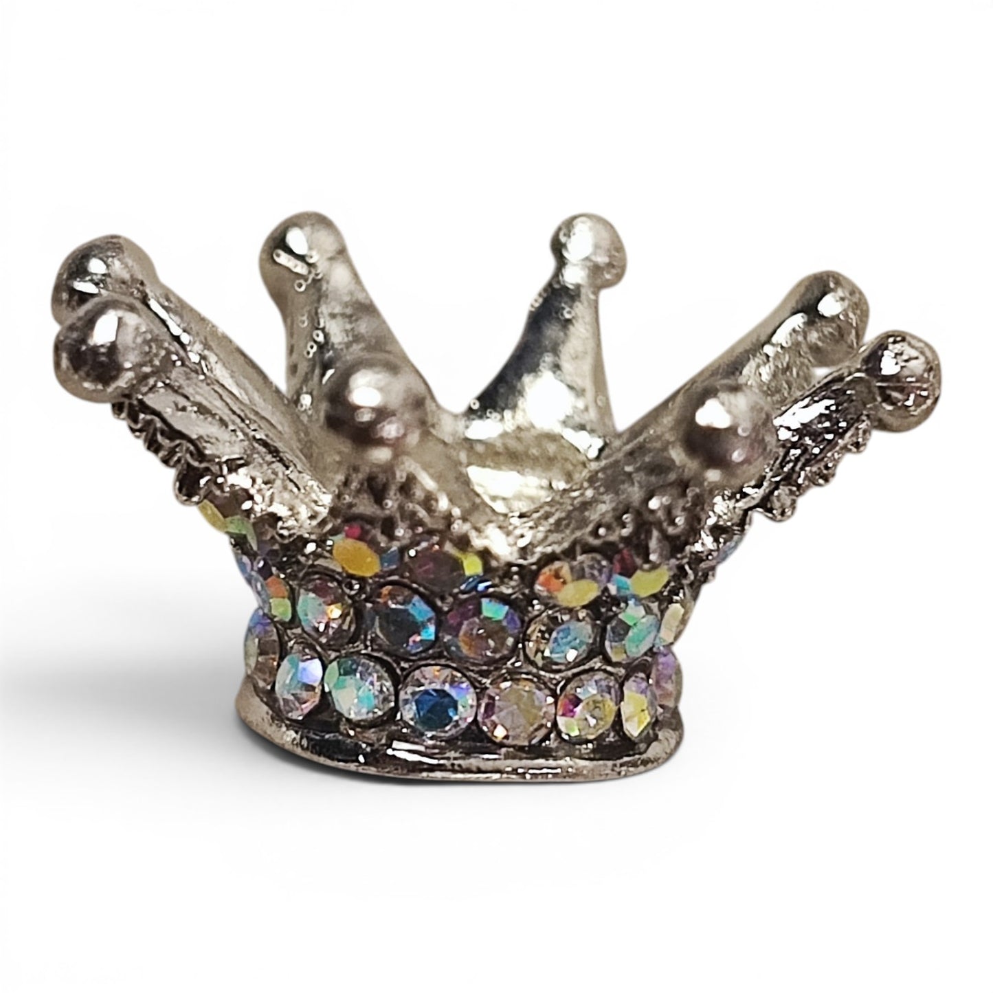 Perle couronne en métal et strass – Compatible tiges – 24 x 13 mm