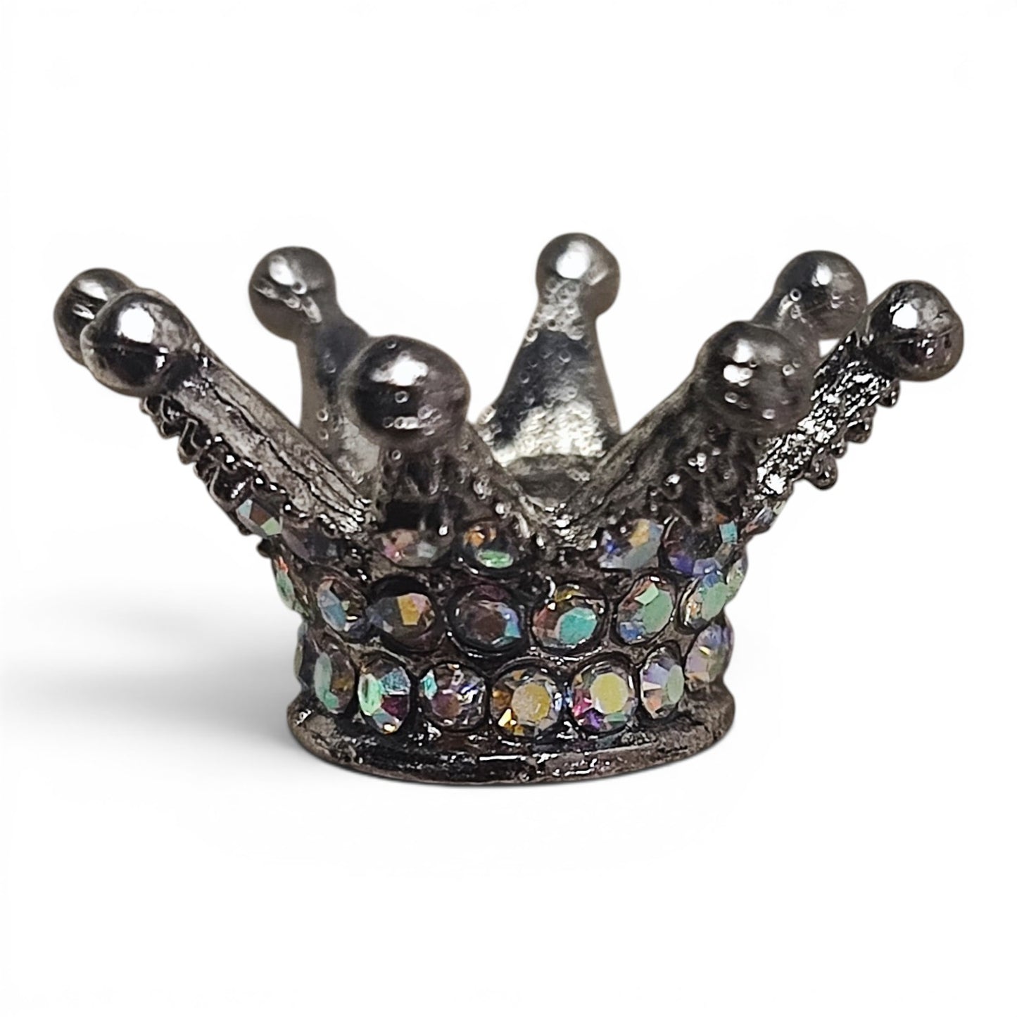 Perle couronne en métal et strass – Compatible tiges – 24 x 13 mm