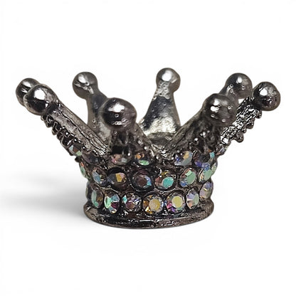 Perle couronne en métal et strass – Compatible tiges – 24 x 13 mm