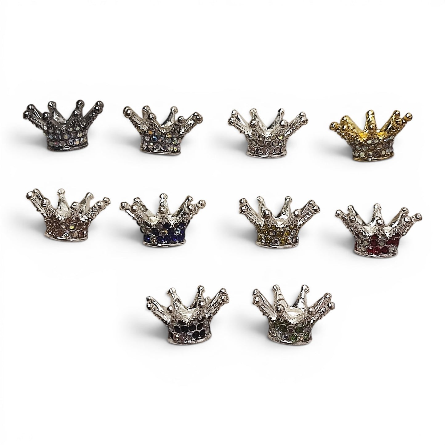 Perle couronne en métal et strass – Compatible tiges – 24 x 13 mm