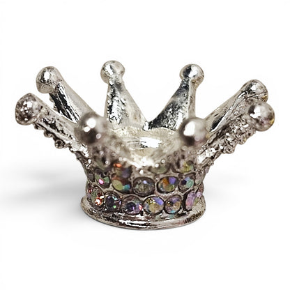 Perle couronne en métal et strass – Compatible tiges – 24 x 13 mm