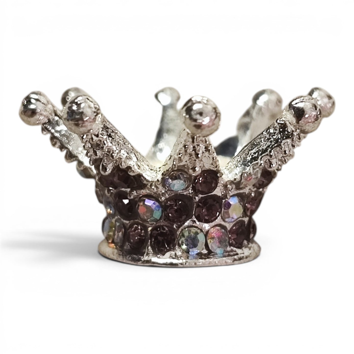Perle couronne en métal et strass – Compatible tiges – 24 x 13 mm