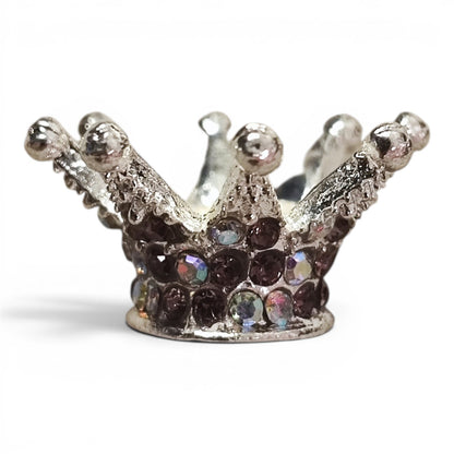 Perle couronne en métal et strass – Compatible tiges – 24 x 13 mm