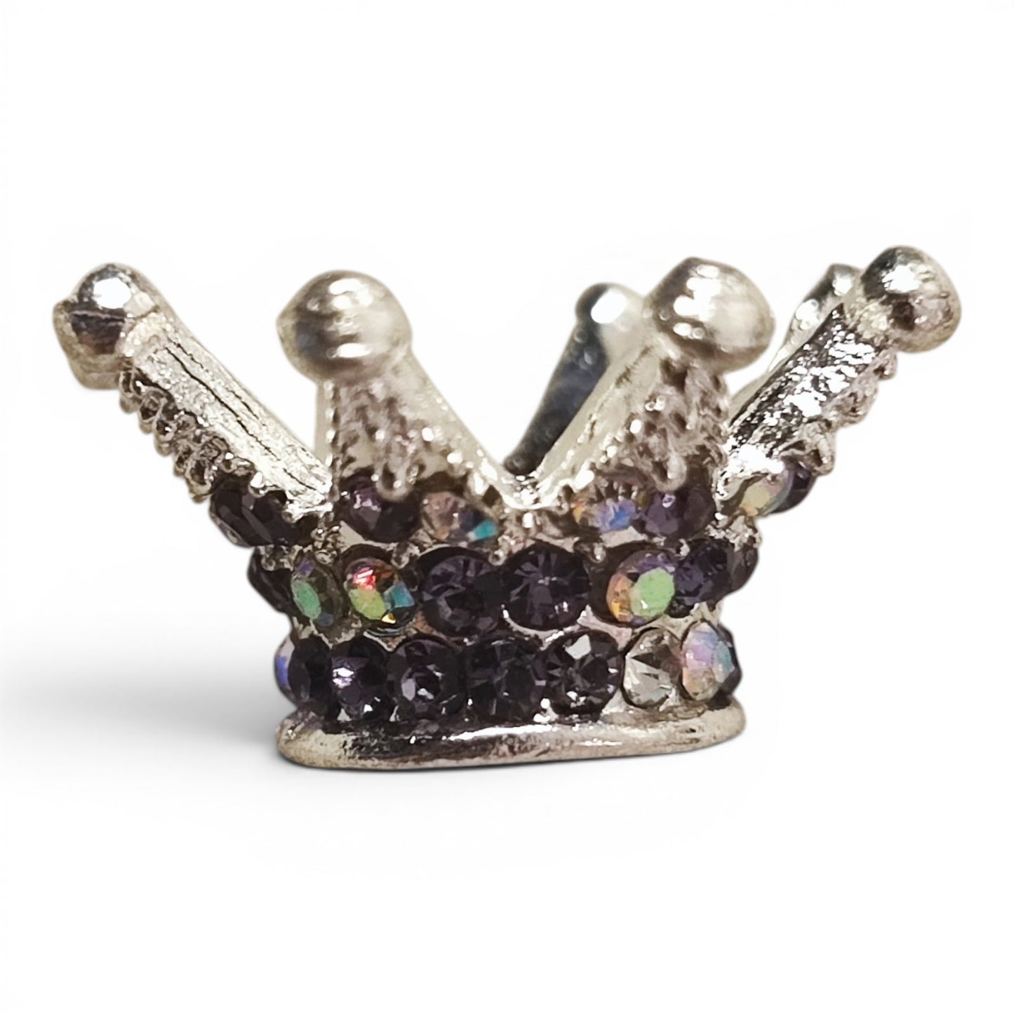 Perle couronne en métal et strass – Compatible tiges – 24 x 13 mm
