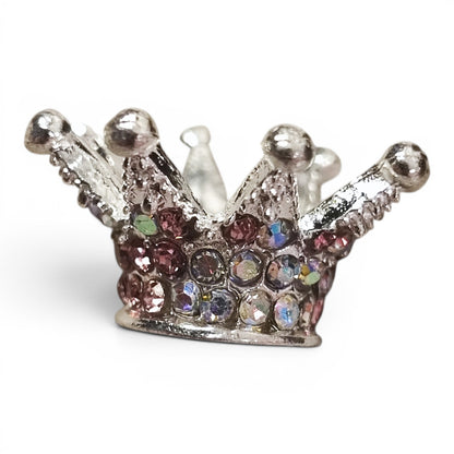 Perle couronne en métal et strass – Compatible tiges – 24 x 13 mm