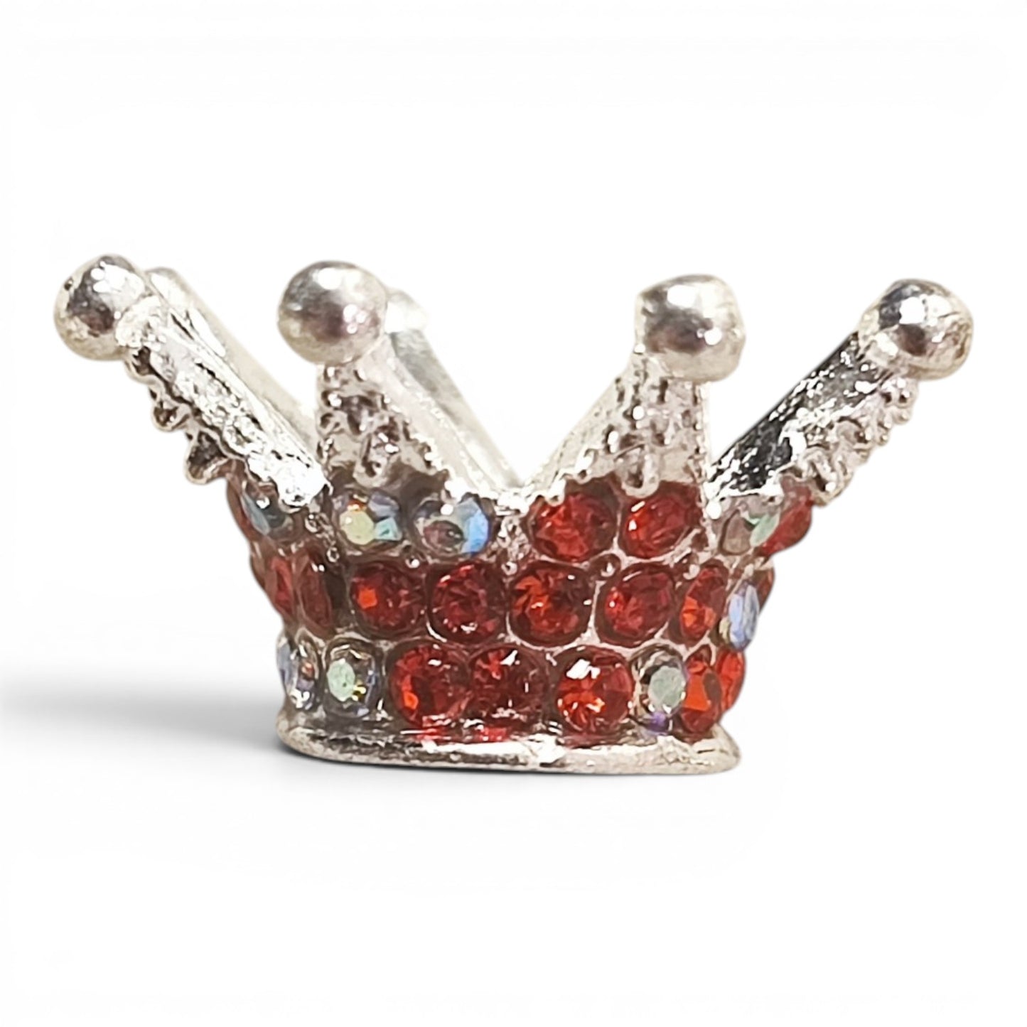 Perle couronne en métal et strass – Compatible tiges – 24 x 13 mm