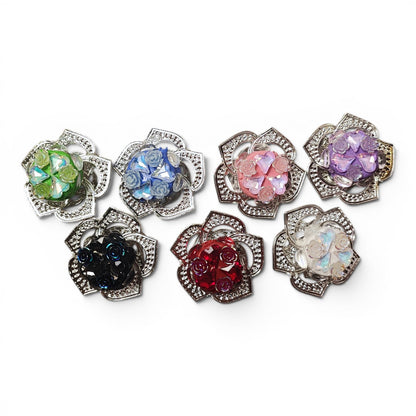 Perles XL Spinner Fleur Argenté – Spéciales Tiges – Couleurs au Choix