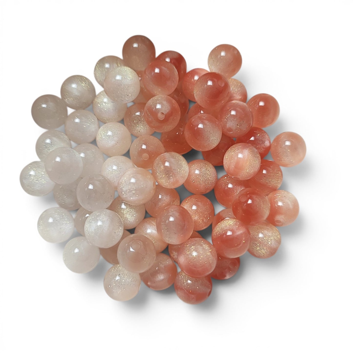 Lot de 10 perles opaques réactives aux UV – Roses pailletées – 10 mm
