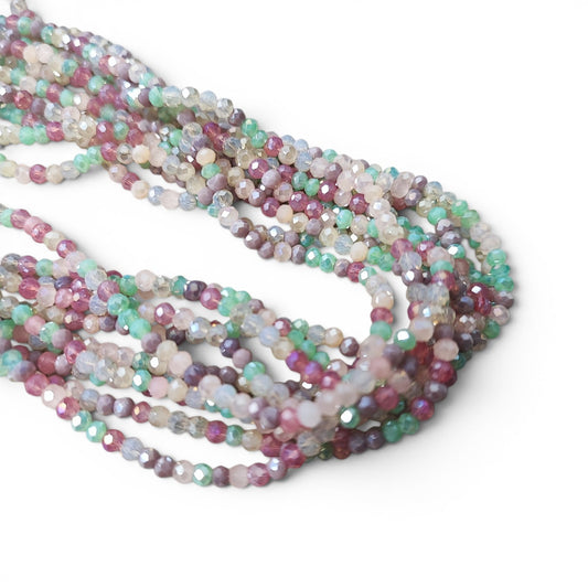 Fil de perles de verre opaques électroplaquées AB – Rondelles à facettes colorées – 3 mm