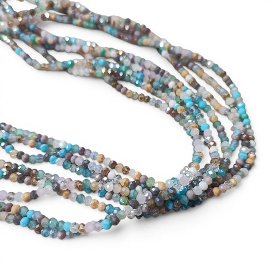 Fil de perles de verre à facettes – Rondelles colorées – 3 mm