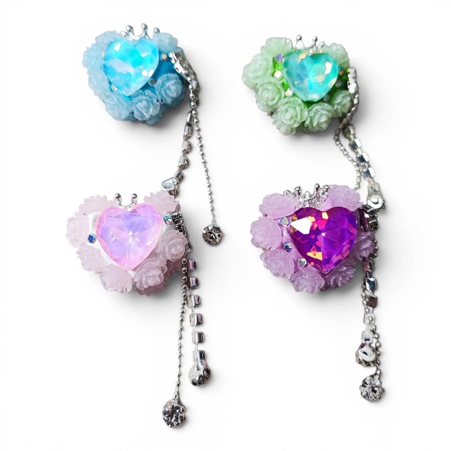 x1 Perle Cœur Couronné en Pâte Polymère, Strass – Perle Stylo – Coloris au choix
