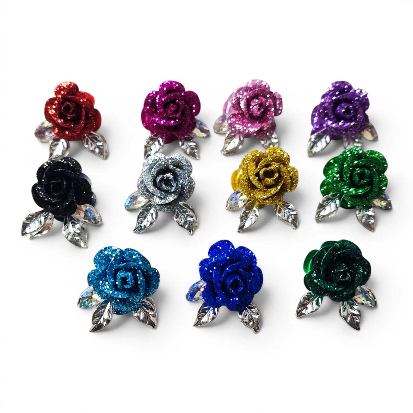 Perle fleur en aluminium pailletée avec cabochon – Compatible tiges