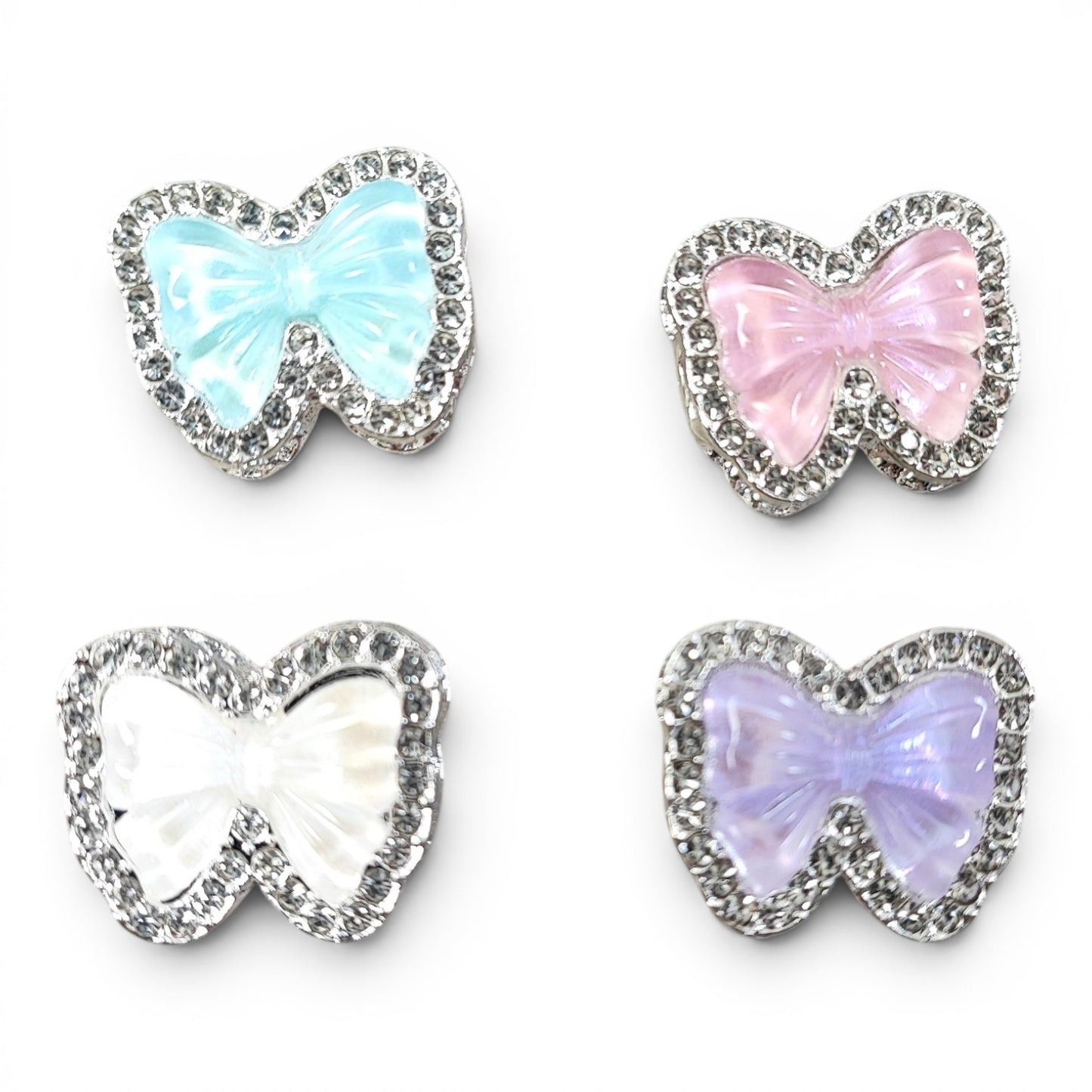 Perle nœud papillon en métal, acrylique et strass – Compatible tiges