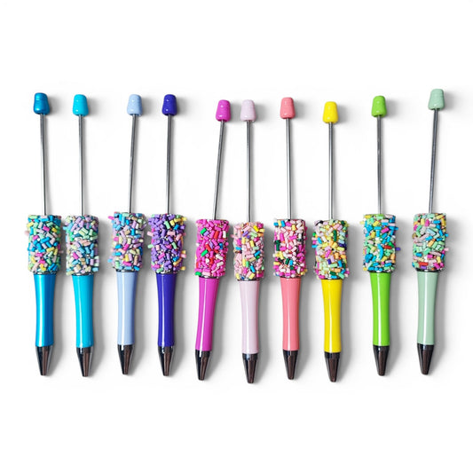 Stylo à tige à personnaliser – Décor vermicelles colorés – Couleurs acidulées au choix