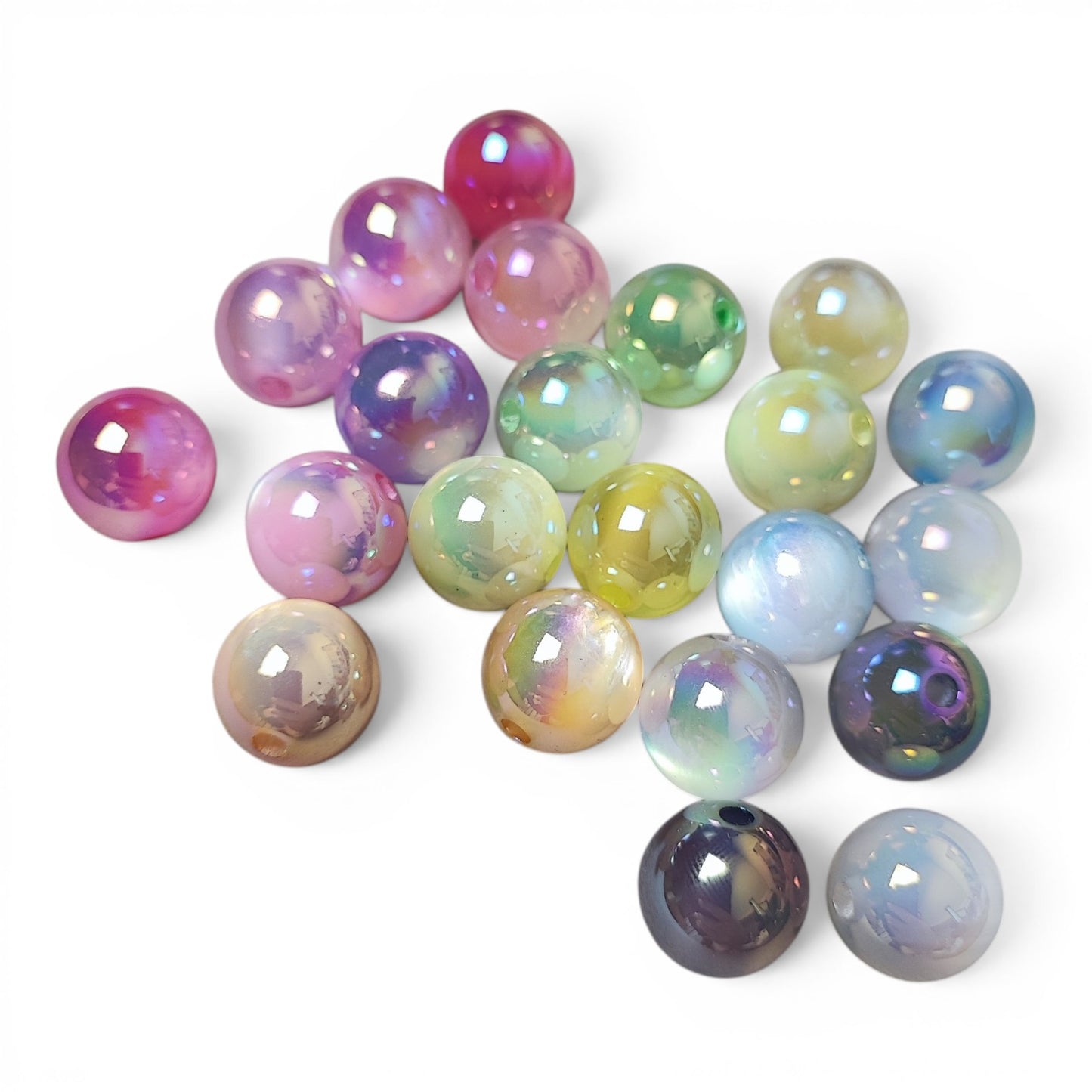 x1 Perle Ronde en Résine Effet Œil de Chat Plaquée UV – 16mm