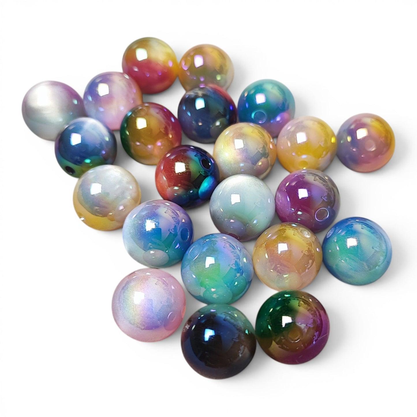 x1 Perle Ronde en Résine Effet Œil de Chat Bicolore Dégradé – 16mm