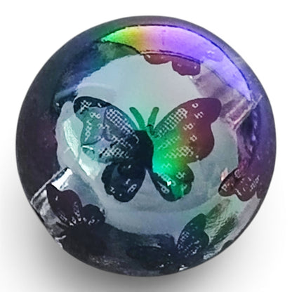 x1 Perle en résine transparente décors papillons – 16 mm – Compatible tiges