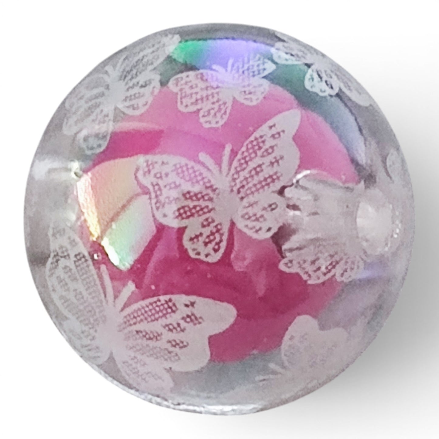 x1 Perle en résine transparente décors papillons – 16 mm – Compatible tiges