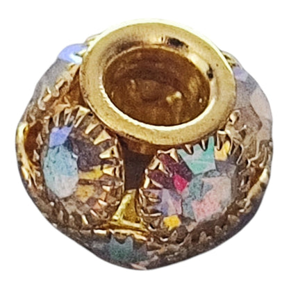 x1 Perle européenne en métal et strass Aurore Boréale – Compatible tiges
