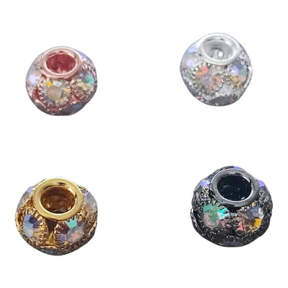 x1 Perle européenne en métal et strass Aurore Boréale – Compatible tiges