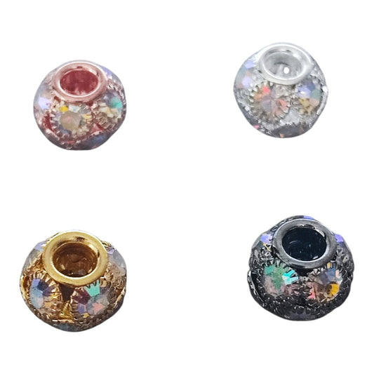 x1 Perle européenne en métal et strass Aurore Boréale – Compatible tiges