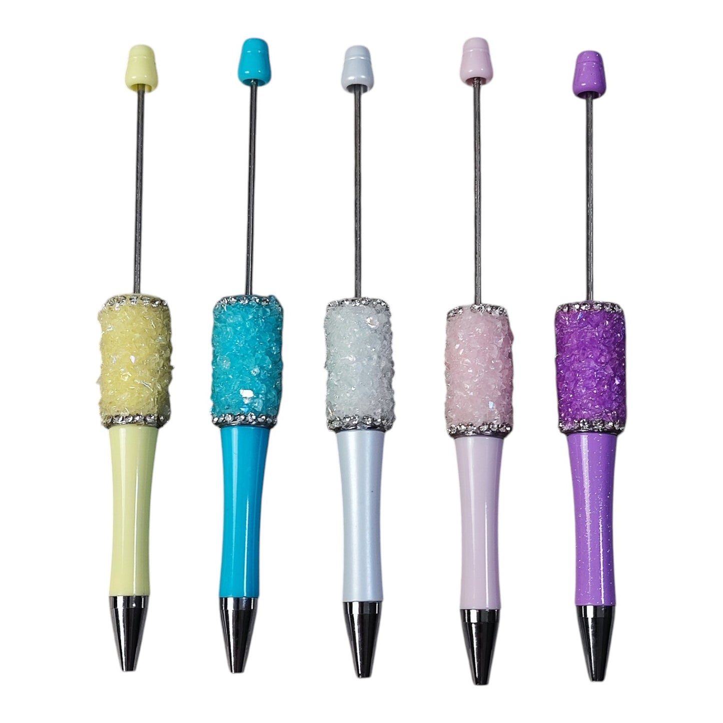 Stylo à bille effet sucre à personnaliser – Tige compatible perles – 5 couleurs au choix
