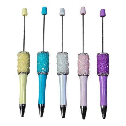 Stylo à bille effet sucre à personnaliser – Tige compatible perles – 5 couleurs au choix