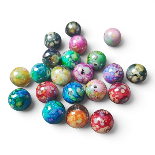 Perle en résine marbrée – 16 mm – Compatible tiges