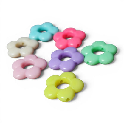 x10 Cadre de perle / Pampille acrylique fleur – 19 mm – Coloris opaques assortis