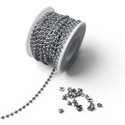 x20 cm Chaîne à billes en acier inoxydable 304 – 3 mm – Coloris Acier ou doré PVD