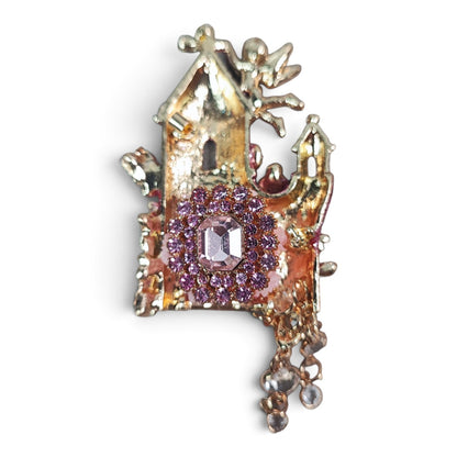 Perle XL spéciale tige – Château de princesse et petites fées – Pailletée avec pampilles en verre