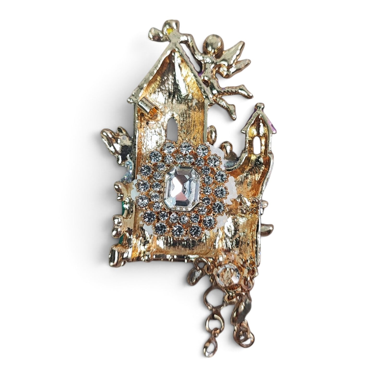 Perle XL spéciale tige – Château de princesse et petites fées – Pailletée avec pampilles en verre