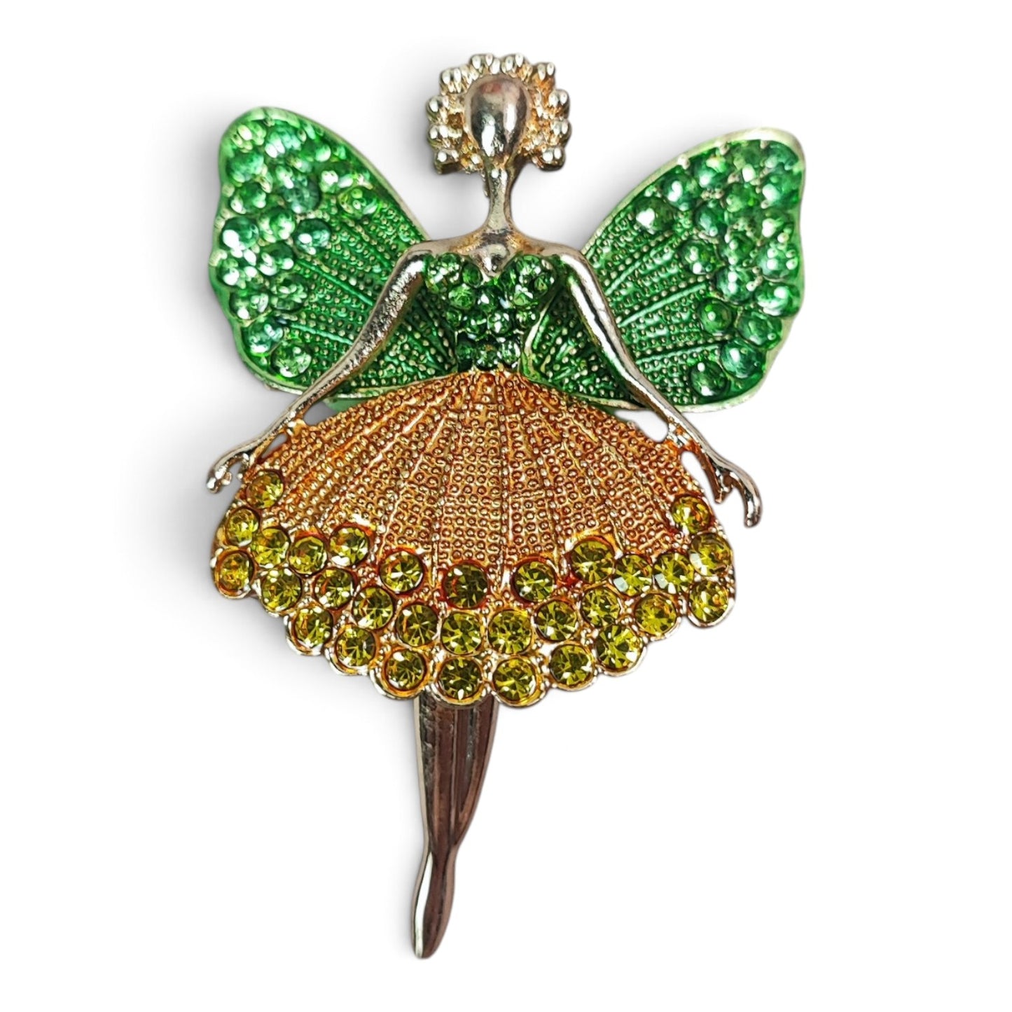 Perle XXL danseuse ailée en métal et strass – Jambes articulées – Compatible tiges – 60 x 41 mm