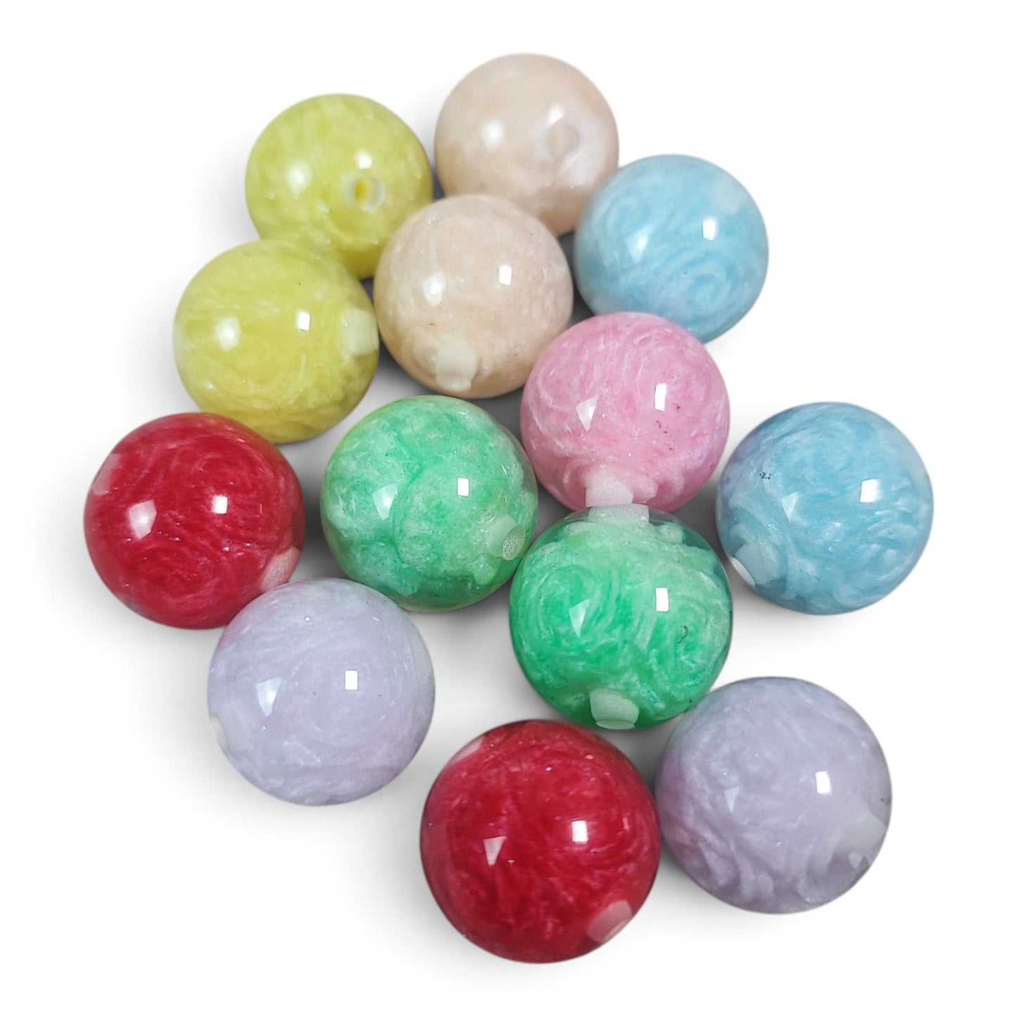 Perle en résine 16 mm spéciale tige – Motif rose nuageux – Plusieurs coloris