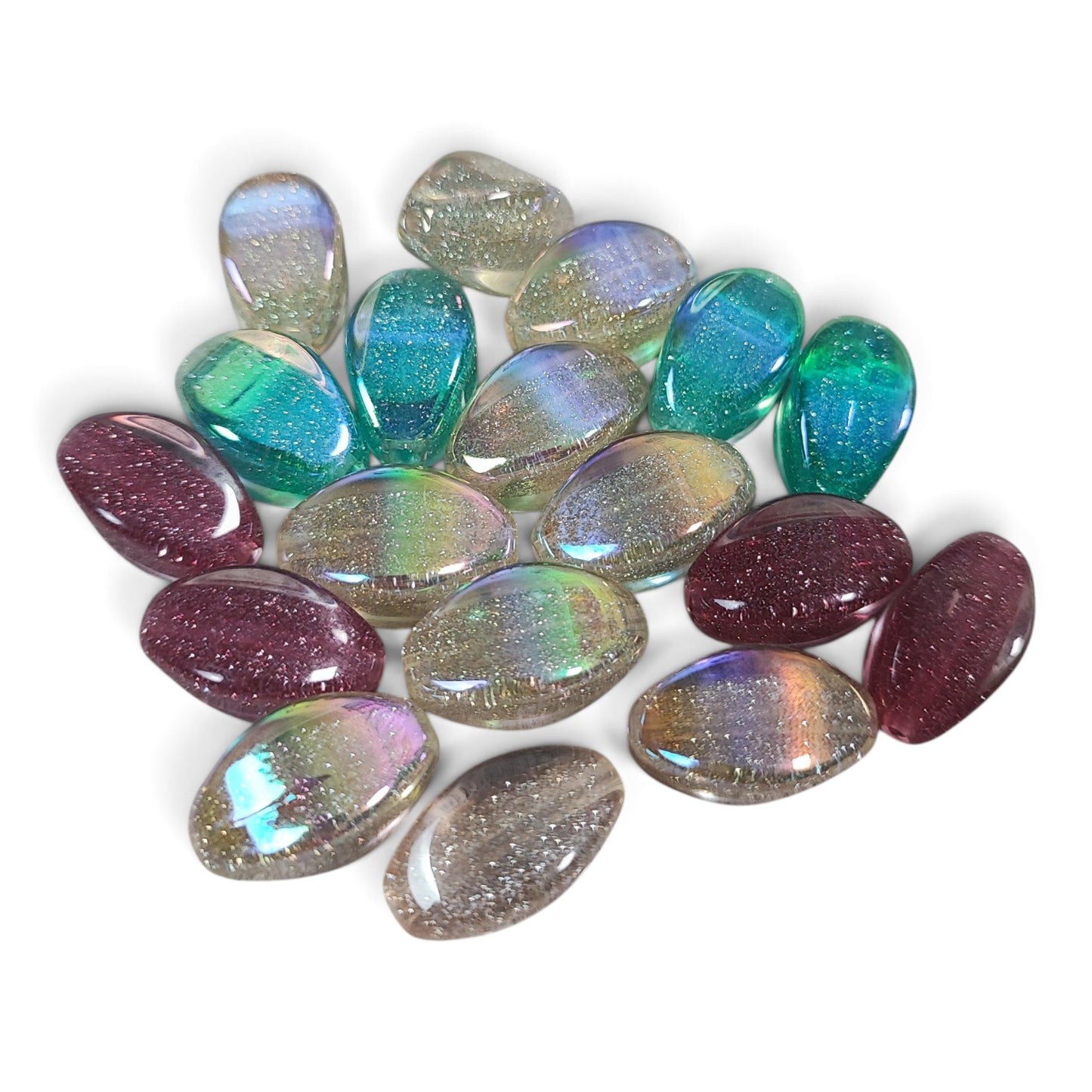 Perles en résine ovales spéciales tige – Pailletées – Plusieurs coloris