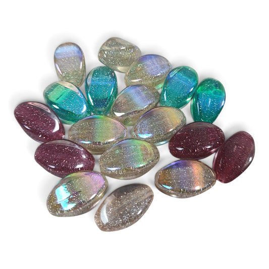 Perles en résine ovales spéciales tige – Pailletées – Plusieurs coloris