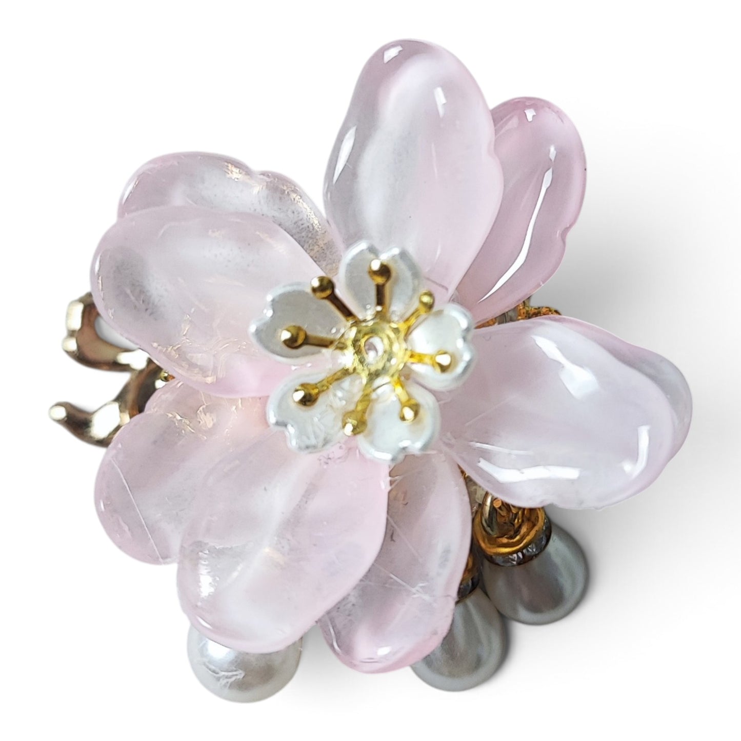 Perle spéciale tige – Grande fleur en acrylique et papillon assorti – 4 coloris