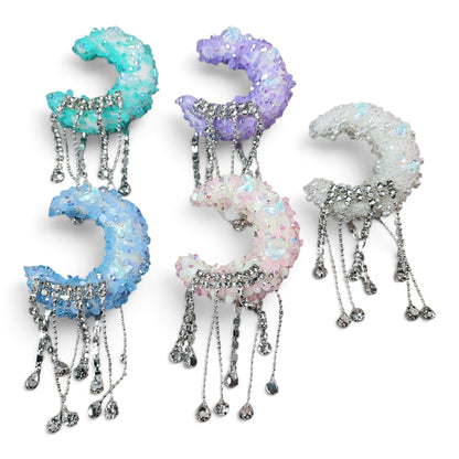 Perle XL spéciale tige – Demi-lune effet sucré, papillon et pampilles – Orientation au choix