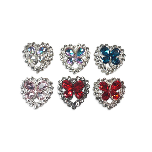 Perles en métal cœur avec cabochon papillon – Spécial tige