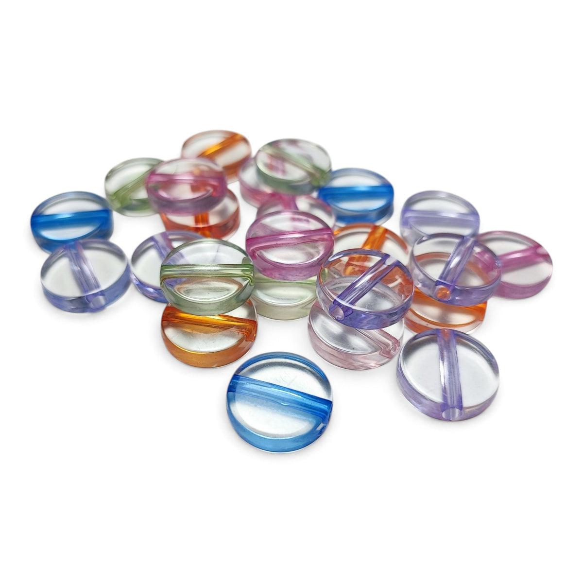 Lot de 10 perles acryliques transparentes plates et rondes – 16 × 5 mm