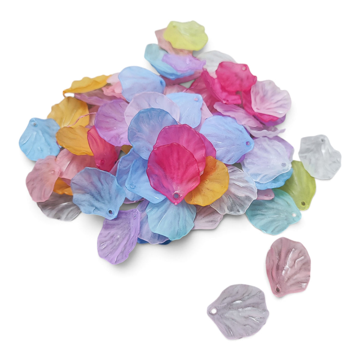 Lot de 20 pendentifs en acrylique transparent givré – Forme pétale