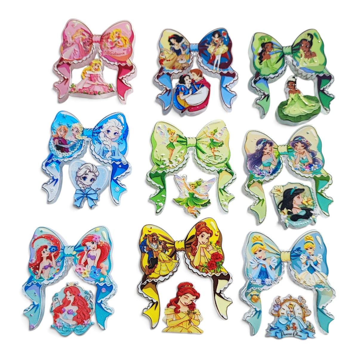 Perles acryliques plates en deux parties – Motif princesse