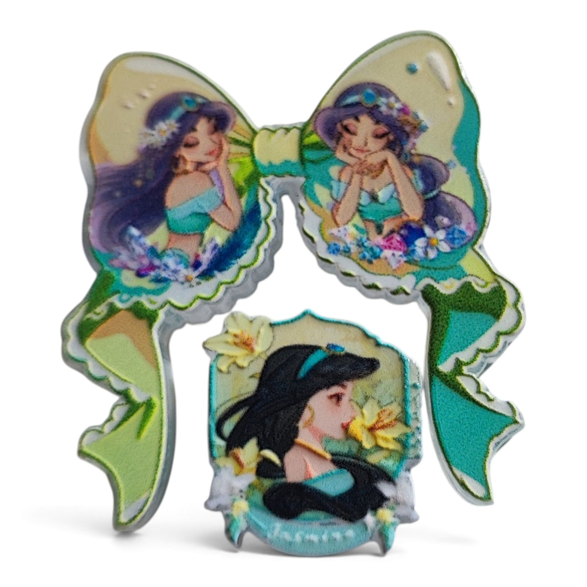 Perles acryliques plates en deux parties – Motif princesse