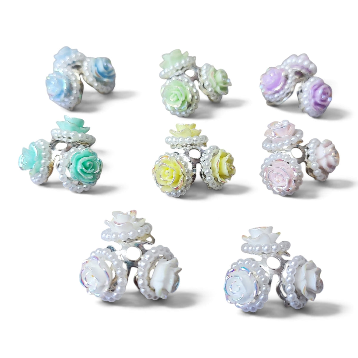 Perles coupelles décoratives à motifs – Coloris pastel