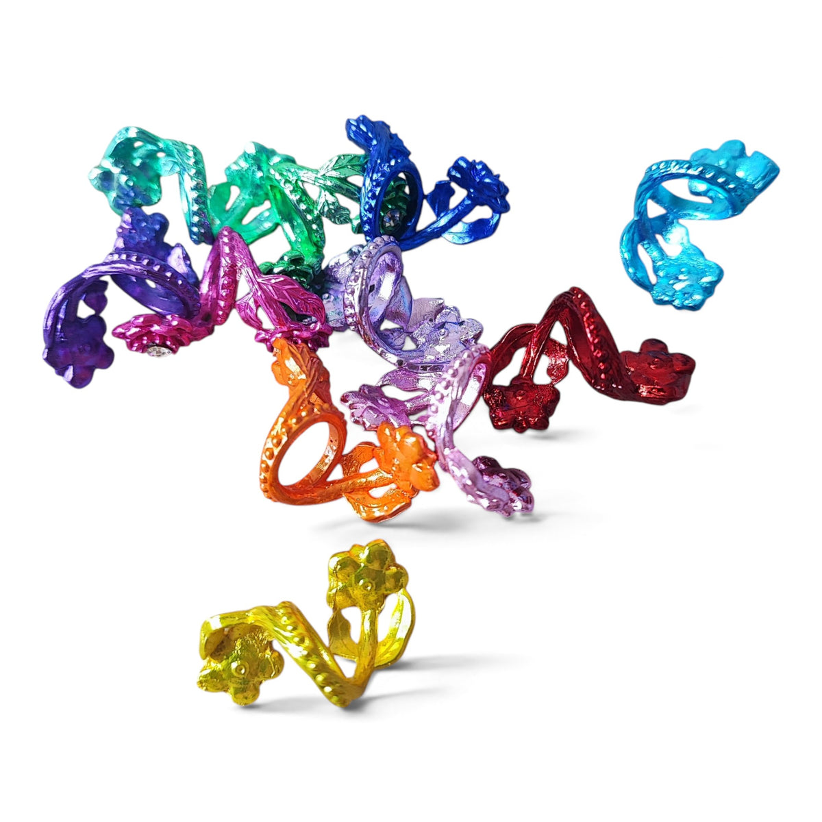 Perle intercalaire en métal en forme de S – Motif fleur et strass