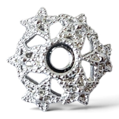 Coupelle argentée pour perle 16 mm – Motif géométrique ou étoile