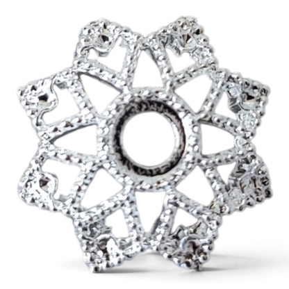 Coupelle argentée pour perle 16 mm – Motif géométrique ou étoile