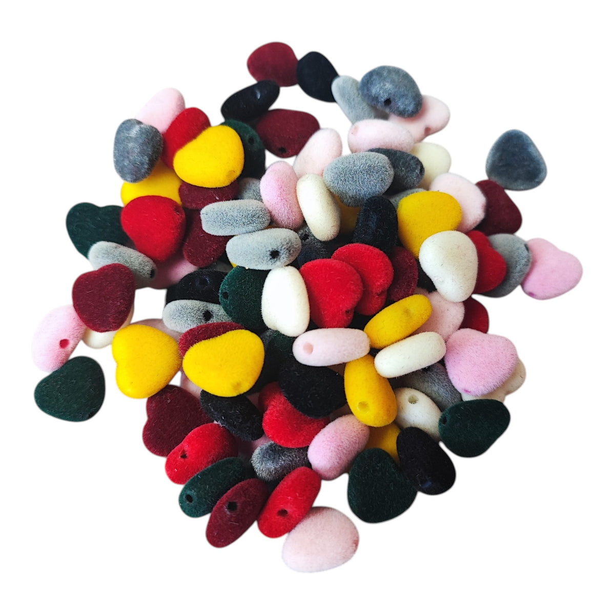 Perles acryliques floquées effet velours – Cœur