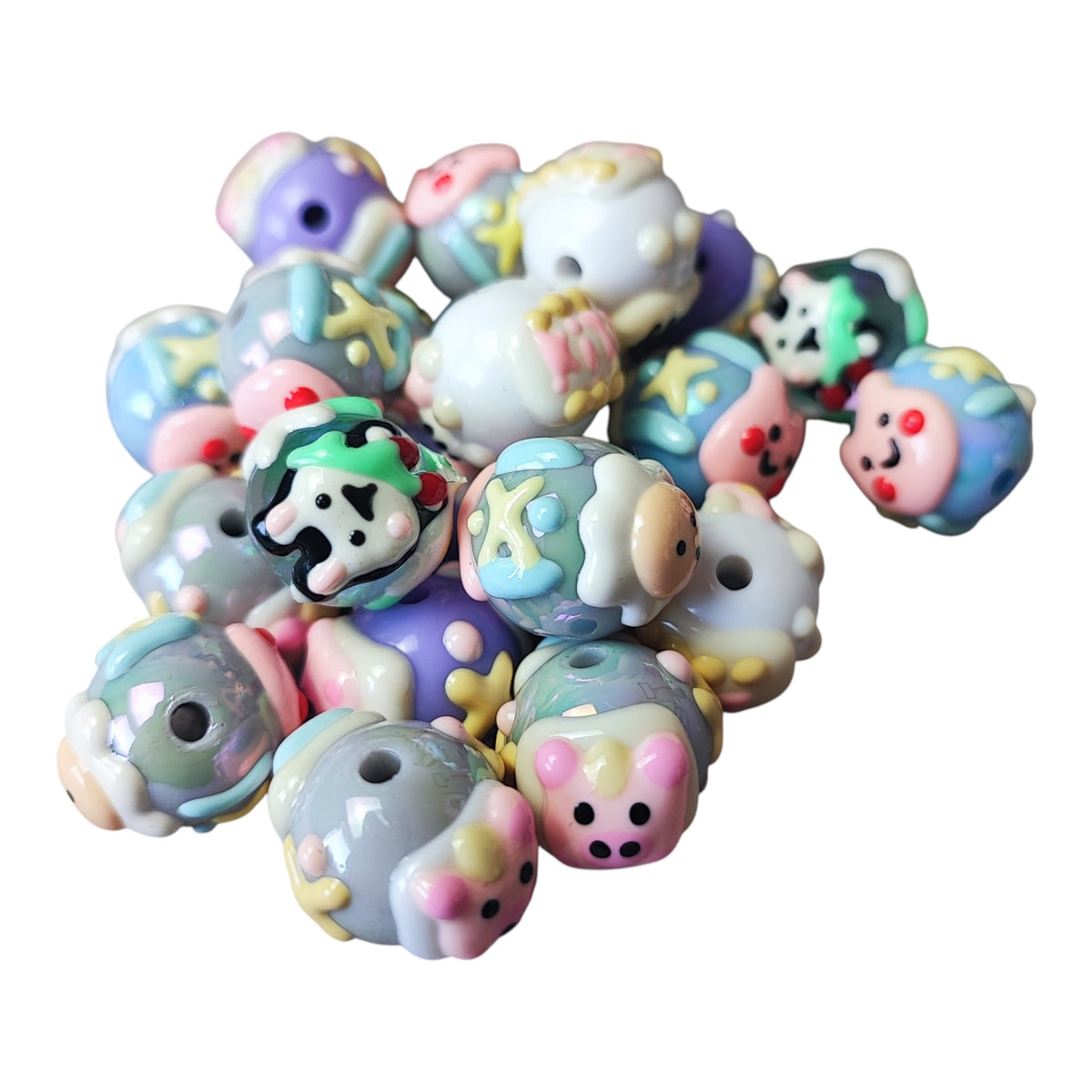 Perles acryliques peintes à la main – Style kawaii